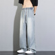 Dingfengbaoluo (Dingfengbaoluo) Tiansi Thin Jeans Men's Retro Loose Straight Down Wide Legs Casual Pants 8022 Nostalgic Blue XL
