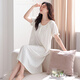 LangSha nightgown for women in summer pure cotton thin short sleeves with chest pads for home clothes for women sweet princess style can be worn outside dress 702 meters white (with chest pads) M[155-160cm/90-110Jin[Jin equals 0.5 kg]]