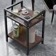 Zhuobo coffee table small table tea table mahjong table side table sofa side table storage rack tea cabinet CJ03 double layer black walnut color