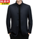 Hengyuanxiang (HYX) high-end wool jacket autumn and winter wool tunic suit for men Chinese stand-up collar woolen suit Chinese Tang style suit for men gray cashmere + wool XL 180