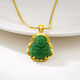 Libiao 18k gold Maitreya Buddha chalcedony jade pendant necklace Vietnamese sand gold and Hetian jade gold inlaid jade pendant for girlfriend Green Buddha pendant + box necklace