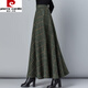 Pierre Cardin's new woolen plaid skirt women's mid-length autumn and winter slimming temperament high-waisted A-line skirt casual long skirt dark gray plaid 2XL