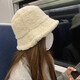 JIOESC Fisherman Hat Women's Autumn and Winter 2024 New Thick Warm Plush Cold Hat Big Head Circumference Showing Face Small Fishman Hat Bear Main Picture Style - Beige One Size (53-60cm)