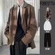 An Chuxia dk uniform men's casual suit a loose suit spring and autumn college style small blazer student class uniform trend brown suit + black trousers + white shirt + tie XL