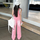 
Girls Spring Clothing Set 2025 New American Retro Children's Overalls Fashionable Autumn and Summer Girls Two-Piece Set Vest 140cm