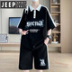 JEEP SPIRIT青年短袖t恤男装半袖POLO男夏季运动套装 6629白色【套装】 XL 130-145斤