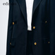 edition【高圆圆同款】西装外套春新款复古戗驳领黑色羊毛精纺女绅士 黑色K01 S (160)