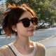 Genuine GM sunglasses men driving high-end sunglasses women taking photos to make them look slim and sun protection high-value trendy H style 丨Black frame black film-High-definition UV protection