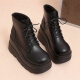 
Zhenxi Cos high-rise shoes for women thick-soled Martin boots, sponge cake sole, high-heeled boots, British style black versatile comic exhibition shoes, black 8CM [size 38]