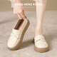 ZHR loafers for women, classic commuter style thick-soled single shoes, women's comfortable and versatile mother's leather shoes BT90 beige 37