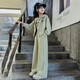 Baleinna Korean Girl Sweatshirt Set Spring and Autumn 2025 New Fashionable Children's Sports Leisure Pants Street Big Children's Three-Piece Set Green (Vest + Jacket + Pants) 160cm