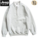 JEEP SPIRIT Japanese retro autumn and winter men's Henry collar long-sleeved solid color T-shirt bottoming shirt loose casual pullover stand-up collar sweatshirt Gray Main picture M
