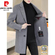 皮尔卡丹（pierre cardin）100%羊毛男士双面呢外套秋冬新款羽绒内胆中长款羊 绒毛呢大衣男 灰色【9923鹅绒内胆-100%羊毛】 170/84A [M-120斤以内]
