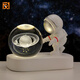 Fascini Astronaut Night Light Little Prince Crystal Ball Luminous Base Desktop Ornament Birthday Gift Beloved Astronaut-Saturn Gift Box
