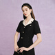 La Koradior [same style in the mall] black temperament slim suit dress splicing commuting black L