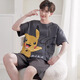 Junjun SUIDI MEI Herren Pyjamas Sommer Kurzarm Pure Cotton Student Cartoon Herren Sommer-Home-Anzug Teenager Jungen Set Short-Xy1098 Lazy Bear 3xL Standard (High 180-185 170-190jin [Jin gleich 0,5 kg])