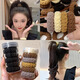 Danqin high ponytail head rope thickened and high elastic hair tie new trendy high-end hair band for women 2025 new hair rope black 6 pieces