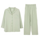 Anzhiban Super Soft Couple Pajamas Spring Skin Friendly Stretch Cotton Casual Striped Women's Home Clothes Set Can Be Weared Outside Grass Green (Female) L