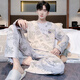 Three-gun pure cotton pajamas for men spring and autumn long sleeves trousers cotton home clothes autumn casual men loose large size suit 9928 3XL men (recommended 180-200 Jin [Jin equals 0.5 kg])