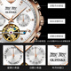 
European Pinke Swiss certified brand watches for men fully automatic mechanical watches luminous hollow flywheels for men gifts business watches European Pinke-3291-brown leather rose shell white surface