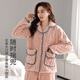 New step (XINYIBU) Coral velvet pajamas for women in autumn and winter plus velvet thickened warm island velvet flannel home clothing set S3886 light pink-flannel XL