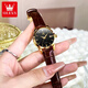 Swisss Swisss Swiss Swiss Watches для женщин Механические часы Полностью автоматические простые темпераментные женские часы Light Luxury Belt Women's Watch Olevs-6629 Женские кожаные черные лица с кожаным лицом