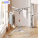 
Baoyouni clothes rack floor-standing clothes rack folding rotary towel rack with windproof ring carbon steel clothes drying rack baby diapers rack silver gray 9227-7GY new model