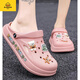 G.DUCKKIDS Girls' Slippers Summer 2024 New Children's Hole Shoes Bag Toe Beach Shoes Medium Large Children's Sticking Feeling Sandal Sliding White 38 Size Standard Sports Code