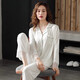 Modal Pyjamas für Frauen im Frühjahr und Herbst Modal Baumwolle Langschläfe Sommer-Dünnstil Plus-Size-Strickjacke Baumwollseide Zwei-teilige Heimkleidung M6624 SHA Xing M Code (Empfohlen 80-100 Jin [Jin gleich 0,5 kg]))