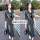 皮尔卡丹（pierre cardin）11-695款双兜盖牛仔上衣牛仔裙两件套套装洋气 两件套(配送腰带)裙长78左右 L 90-108斤