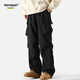 Pantalones de trabajo de paracaidismo funcional americano de homlean Nicho suelto de primavera y verano Nicho de senderismo informal S6603 Negro 3xl