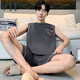 VTT男睡衣夏季无袖纯棉薄款背心短裤家居服宽松套装大码可外穿 V背心短裤：OMM13063 L