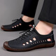 HJZH Summer Men's Soft-Soft-Sole Soft-Sole Sandals Breathable Hollow Outdoor Hollow Shoes Beef-Sole Sole Khaki (Jelly Sole) 41
