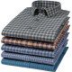 Spring New Pure Cotton Plaid Hemd Herren-Langarmgeschwindigkeits-Casos-Casom-Mitte-Alter-Pullover-Top-Baumwoll-Hemd 18-686 XL 41