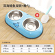 Qi Oh dog bowl, dog bowl, cat bowl, cat food bowl, dog rice bowl, anti-knock over double bowl and drinking water bowl, small and medium-sized dog pet supplies, Deep Sea Whale - double bowl + food spoon, large size (suitable for 7-35 Jin Jin equals 0.5 kg dogs and cats)
