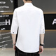 Yaoxin Henry collar cotton and linen long-sleeved shirt men's spring and autumn men's early autumn casual shirt short-sleeved inch shirt 2025 new style CS8K02 mid-sleeve green M 90110Jin Jin is equal to 0.5 kg