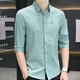 7-Viertel-Ärmel-Hemd Herren-Eis Silk kurzärmelig Schlanker Fit Trendy Smooth Shirt ohne bügeln Casual Tip Kragen 684 Black M 80-105jin [Jin ist gleich 0,5 kg]