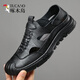 
Woodpecker genuine leather cowhide heightened hole shoes for men summer new 2024 sandals men breathable hollow men casual interior 6629 black 39