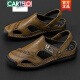 Katile Crocodile Trendy Brand Sandals de cuero para hombres Sandalias de piel de vaca Summer al aire libre sin deslizamiento sin deslizamiento Sobre calzado de playa de suela suave de lujo NUEVO Producto marrón A689 41