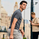 Mr. Bu Bu Fashion Contrast Color Round Neck Knitted T-shirt Summer Breathable Honeycomb Skin Short Sleeve Men's Clothing AT12126 Dark Gray 3XL __190