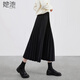 Her pool elastic waist pleated skirt 2025 autumn new women's simple mid-length A-line high waist skirt