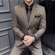 Jason's High Quality Casual Suit Suit Men's British Wedding Groom's Dress Business Formal Two Button Suit Three Piece Suit Brown (Suit + Shirt + Pants) L (Suitable for 111-125 Jin Jin equals 0.5 kg)
