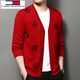 
Tommy Heelly Middle-aged and Elderly Red 100% Wool Men's Clothes Knitted Cardigan Jacket Dad Loose Sweater Big Red 110