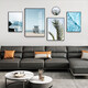 Mohu (mohu) living room decoration painting sofa background wall mural modern simple landscape landscape painting TV wall high-end new style hanging paintings seaside landscape 15935 (including wall clock) art crystal porcelain combination-black frame
