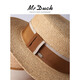 Mr Duck rétro français romance importée Raffia Chapeau plate plat pour les femmes Protection solaire élégante top chapeau femmes Big Head MS46393-Light Brown / Michi Double-Piece Webbing L (57-58cm)