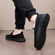 Brigjing alte Peking-Stoffschuhe neue Herren-Leinwandschuhe mit einem Fuß, mittleren und älteren Vaters Schuhen atmungsaktiv und komfortable lässige Männerschuhe schwarz 42