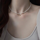 QMXD French Shijia Millet Bead Necklace Women's Light Luxury Artificial Pearl Clavicle Chain 2025 New Love Pendant Necklace Love Shijia Pearl Necklace