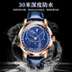 Oleeis levs Schweizer zertifizierte Brand Watch Mechanical Watch Luminous Water of Water of Star Series Herren Watch High-End-Herren-Uhr Olevs-9923-Rose Shell Starry Sky Blue Surface