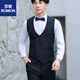 Luo Meng autumn and winter groomsmen suit suit vest men's brother group handsome clothes groom suit wedding western dress dark blue vest + white shirt + trousers bow tie XL