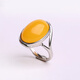 Core fragrant chicken fat yellow beeswax ring Laomi 925 silver fashion ring gold wine natural red blood amber amber oval ring B style blood amber silver ring default